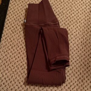 Brown Ribbed Leggings
